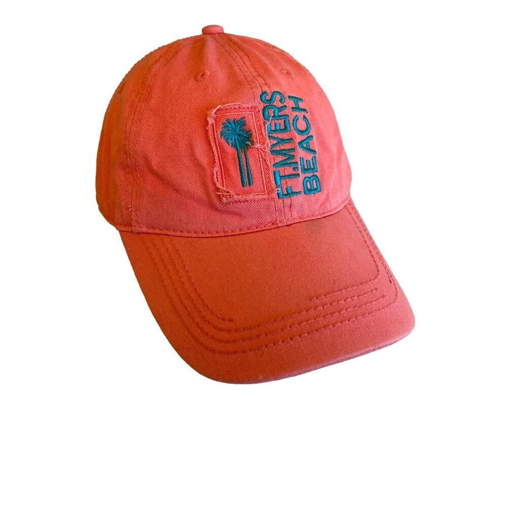 Pink Fort Myers Beach Embroidered Palm Tree Hat‎ Cap Adjsutable